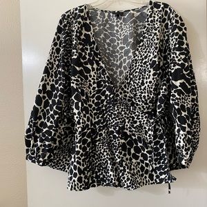 Who what wear wrap top, animal print.